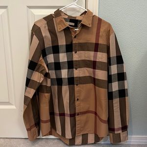 Burberry Check Stretch Cotton Poplin Shirt men size XL